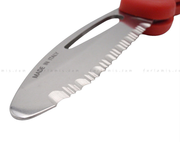 Coltello da soccorso con lama dentata e punta arrotondata